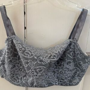 Olga Pretty Full Figure Camisole Bra Bralette Gray Lace Size 36DD Underwire